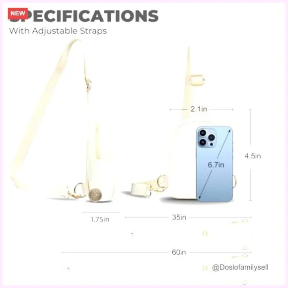 Small Sling Crossbody Bag Waterproof Polyester Adjustable Strap Travel - Picture 2 of 6